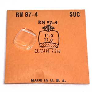 Verre montre SUC RN 97-4 Compatible ELGIN 7316 - 11x11 [NOS] (Watch crystal)