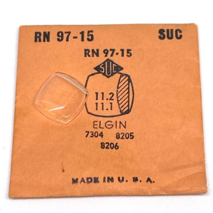 Verre montre SUC RN 97-15 - ELGIN 7304, 8205, 8206 - 11,2x11,1 [NOS] (Crystal)