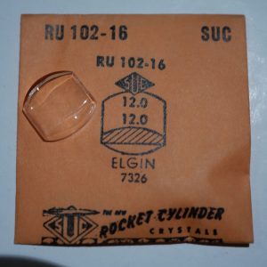 Verre montre SUC RU 102-16 - ELGIN 7326 - 12x12 [NOS] (Watch crystal)