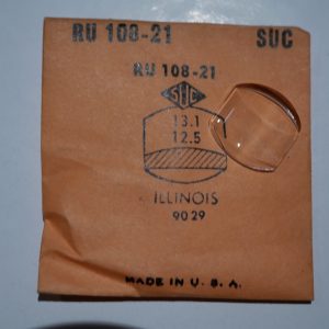 Verre montre SUC RU 108-21 - ILLINOIS 9029 - 13,1x12,5 [NOS] (Watch crystal)