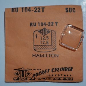 Verre montre SUC RU 104-22T - HAMILTON - 12,5x12,5 [NOS] (Watch crystal)