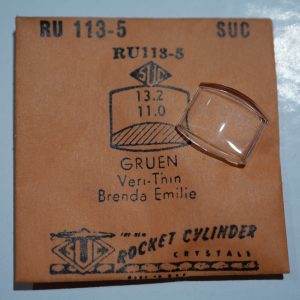 Verre montre SUC RU 113-5 - GRUEN Brenda Emilie - 13,2x11 [NOS] (Watch crystal)