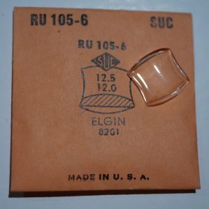 Verre montre SUC RU 105-6 - ELGIN 8201 - 12,5x12 [NOS] (Watch crystal)