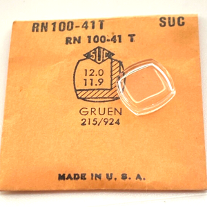 Verre montre SUC RN 100-41T - GRUEN 215/924 - 12x11,9 [NOS] (Watch crystal)