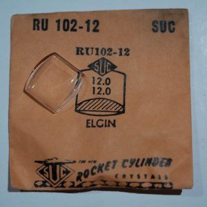 Verre montre SUC RU 102-12 - ELGIN - 12x12 [NOS] (Watch crystal)