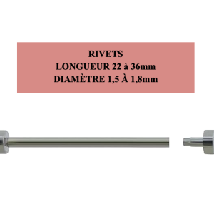 Rivet/Goupille à pression - Ø1,5 à 1,8mm - Longueur 22 à 36mm
