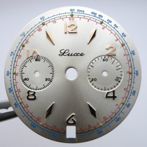 Cadran de montre chronographe Landeron 187 - LUXE Ø31,50mm Index rosé DATE [NOS]