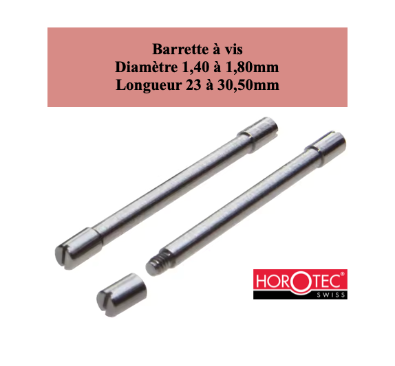 Barrette à vis (Screw-on bars) - Ø1 à 1,5mm - Longueur 10 à 32mm - Acier inox