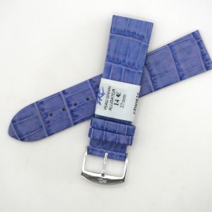 Bracelet de montre en cuir véritable grain aligator - 22 mm Saphir - Rochet