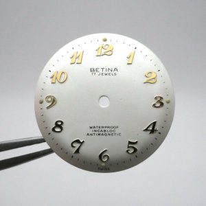 Cadran de montre AS 10½" 1287 - BETINA Ø25,40mm Index argenté [NOS] Watch Dial