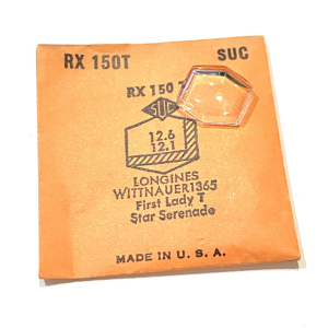 Verre montre RX 150T - LONGINES WITTNAUER 1365 - 12,6x12,1 [NOS] (Watch crystal)