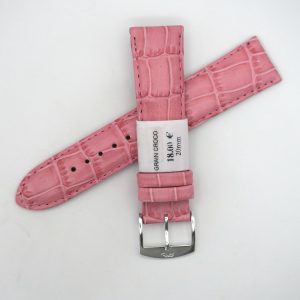 Bracelet de montre en cuir véritable grain croco - 20 mm Fuschia - Rochet