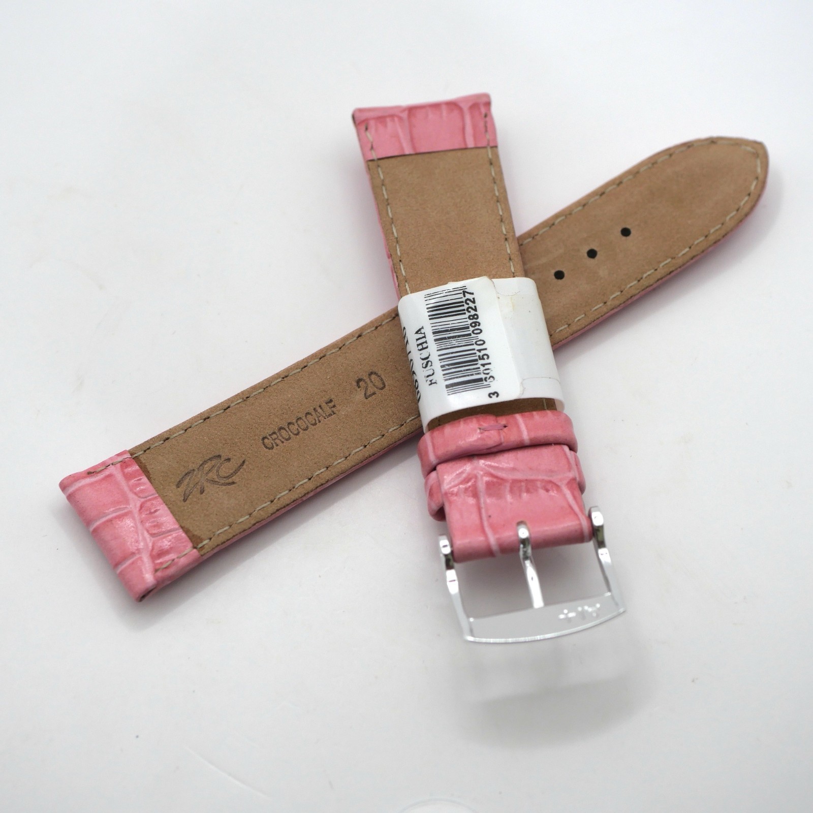 Bracelet de montre en cuir véritable grain croco - 20 mm Fuschia - Rochet – Image 2