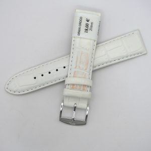 Bracelet de montre en cuir véritable grain croco - 20 mm Blanc - Rochet