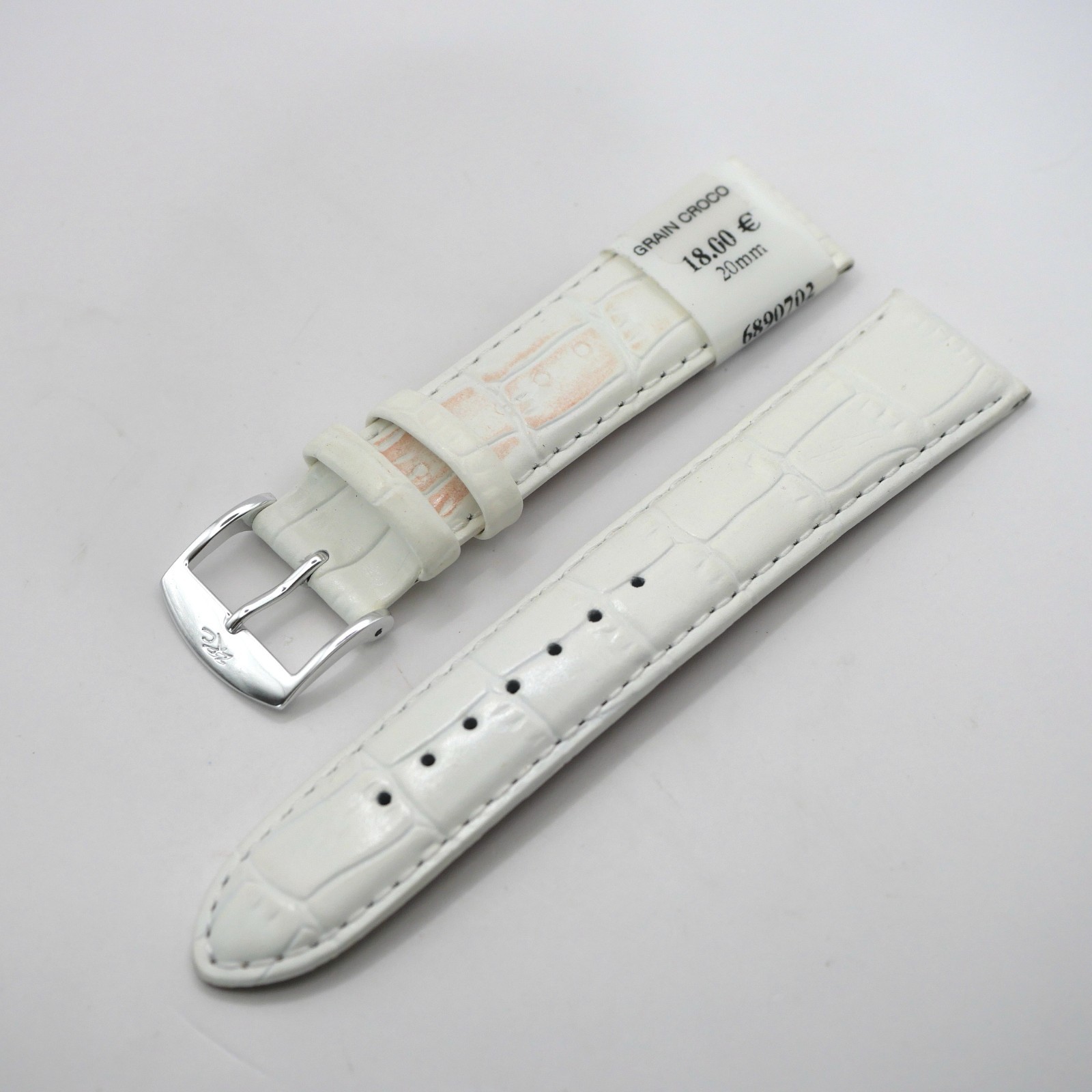 Bracelet de montre en cuir véritable grain croco - 20 mm Blanc - Rochet – Image 2