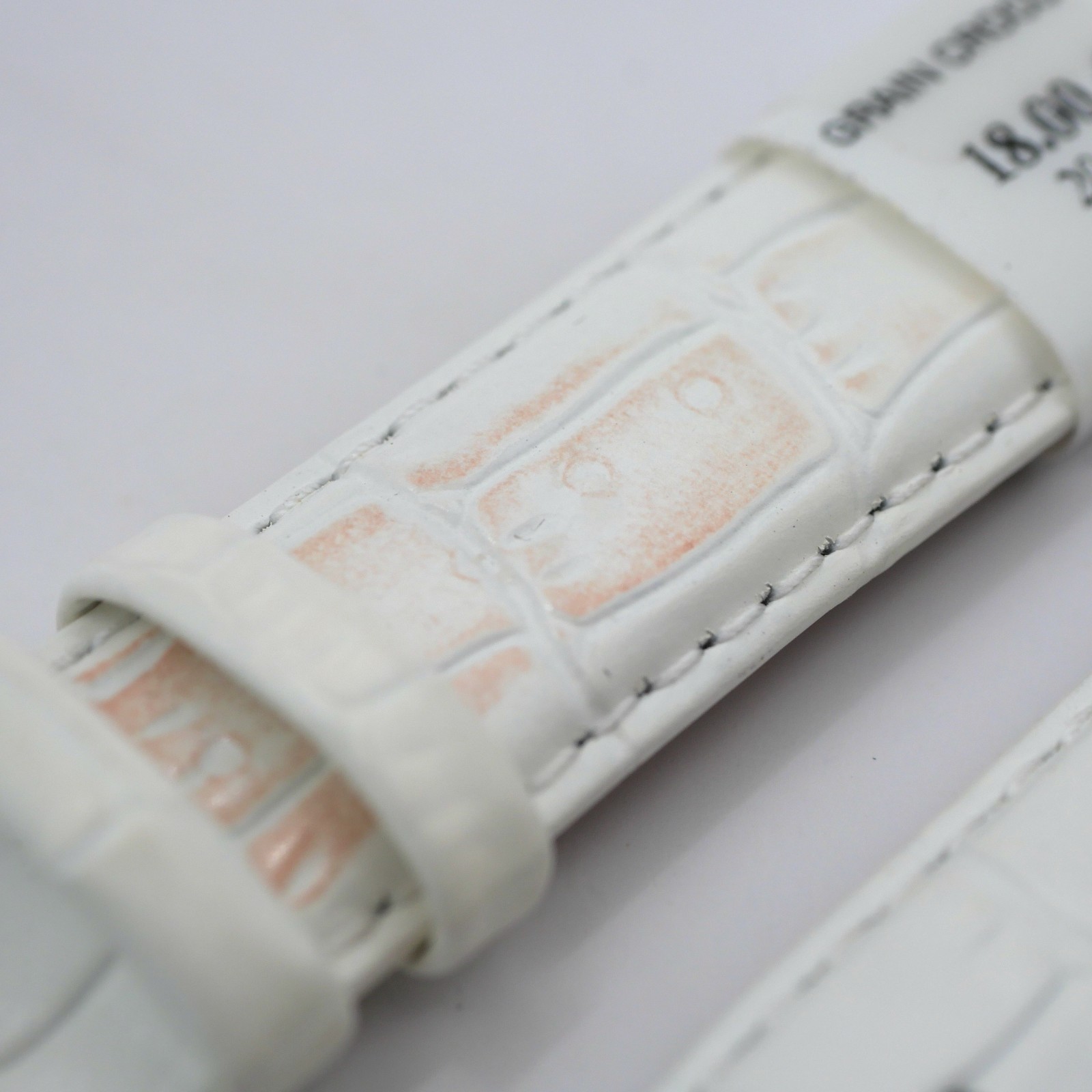 Bracelet de montre en cuir véritable grain croco - 20 mm Blanc - Rochet – Image 3