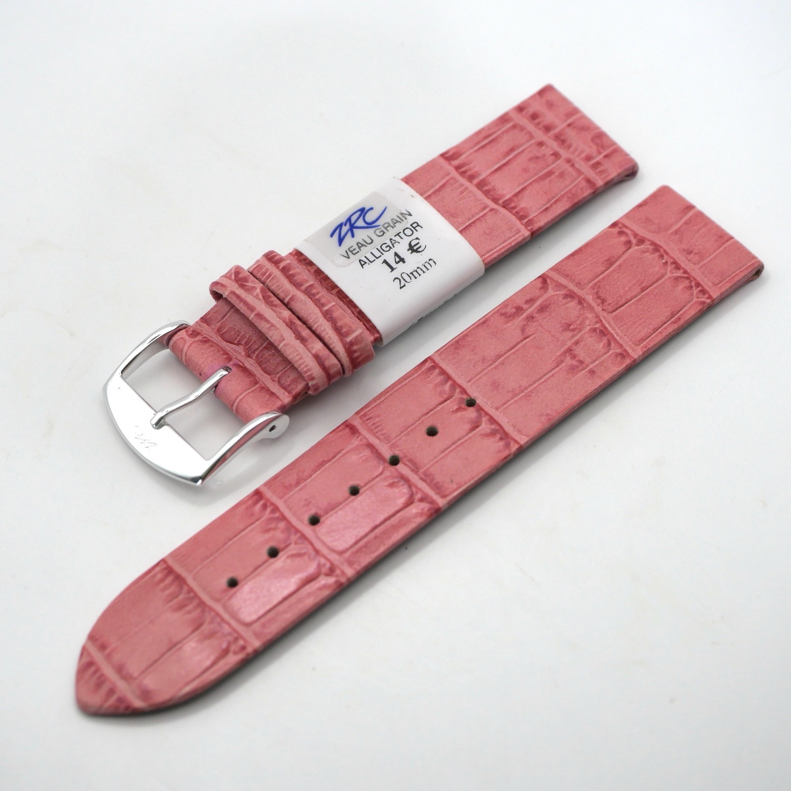 Bracelet de montre en cuir véritable - 20 mm Fuschia - Rochet – Image 2