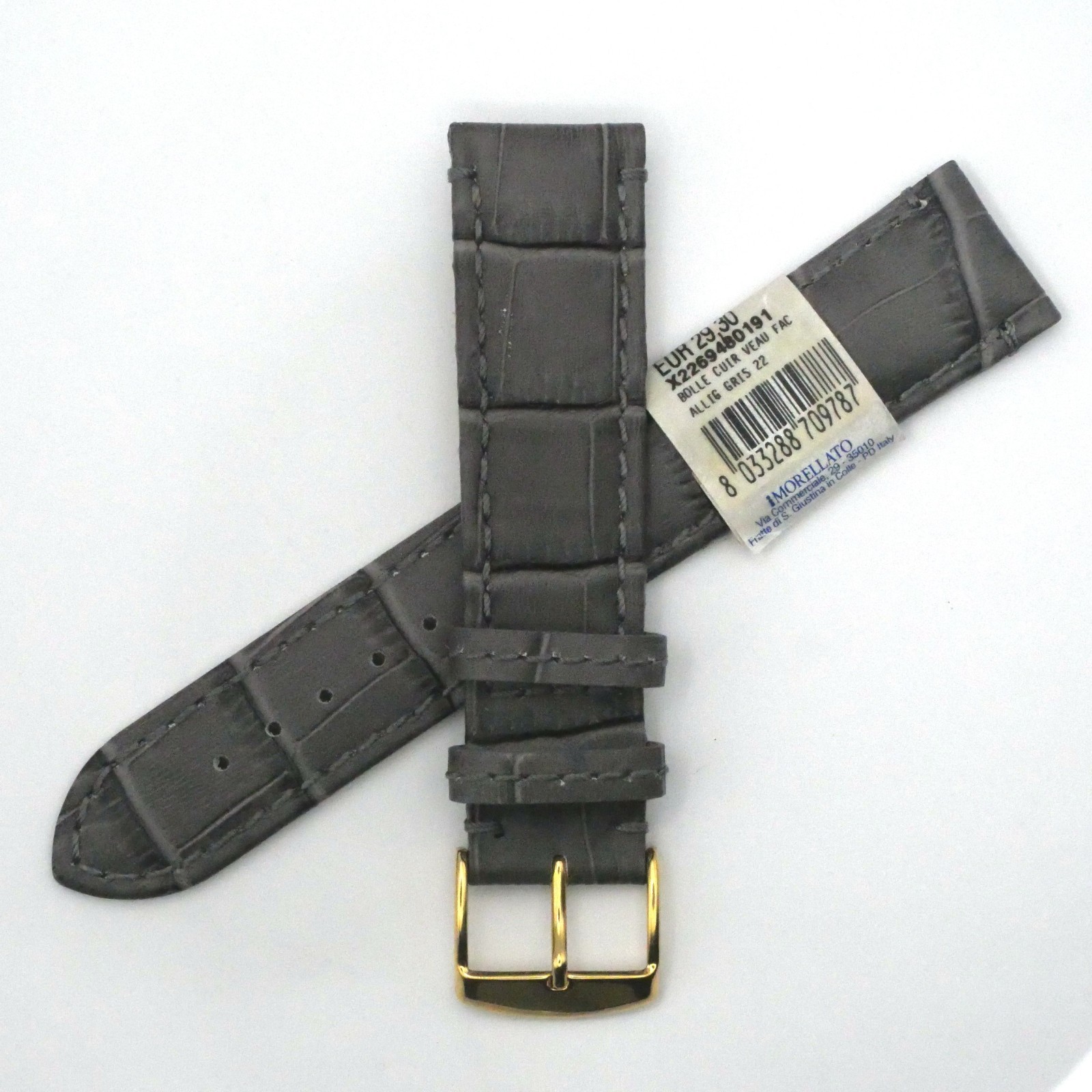 Bracelet de montre en cuir veau - 20 mm Gris - Morellato