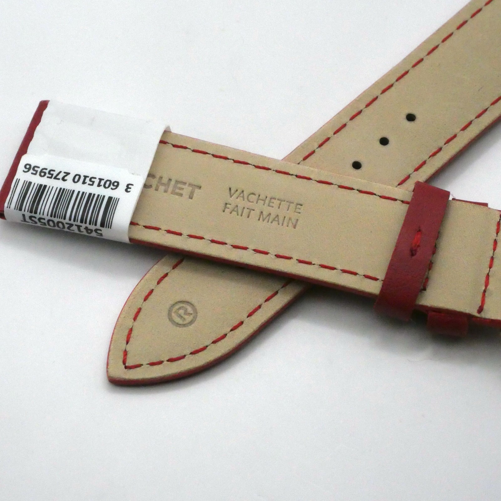 Bracelet de montre en cuir Véritable vachette - 20 mm Rouge - Rochet – Image 4