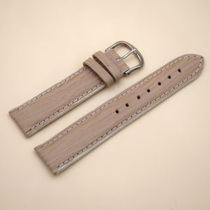 Bracelet en cuir Véritable Étanche 20 mm Beige - Fabriqué en France - XS