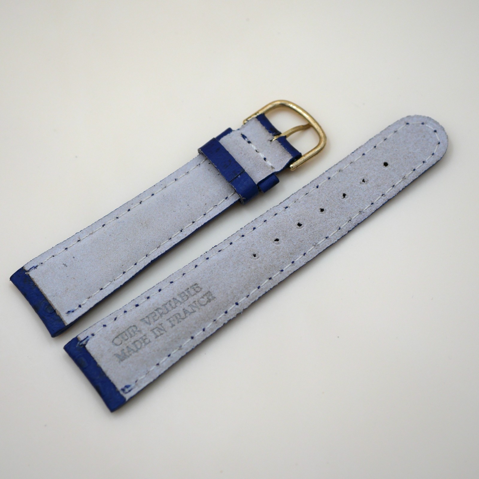 Bracelet en Veau Véritable 20 mm Bleu - Fabriqué en France - Taille XS – Image 2