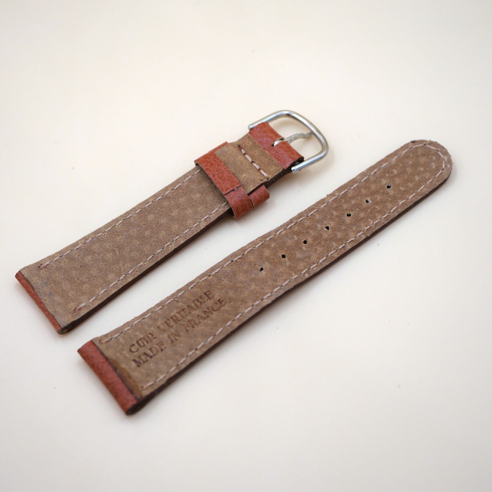 Bracelet en cuir Véritable 20 mm Marron - Fabriqué en France - Taille XL – Image 2