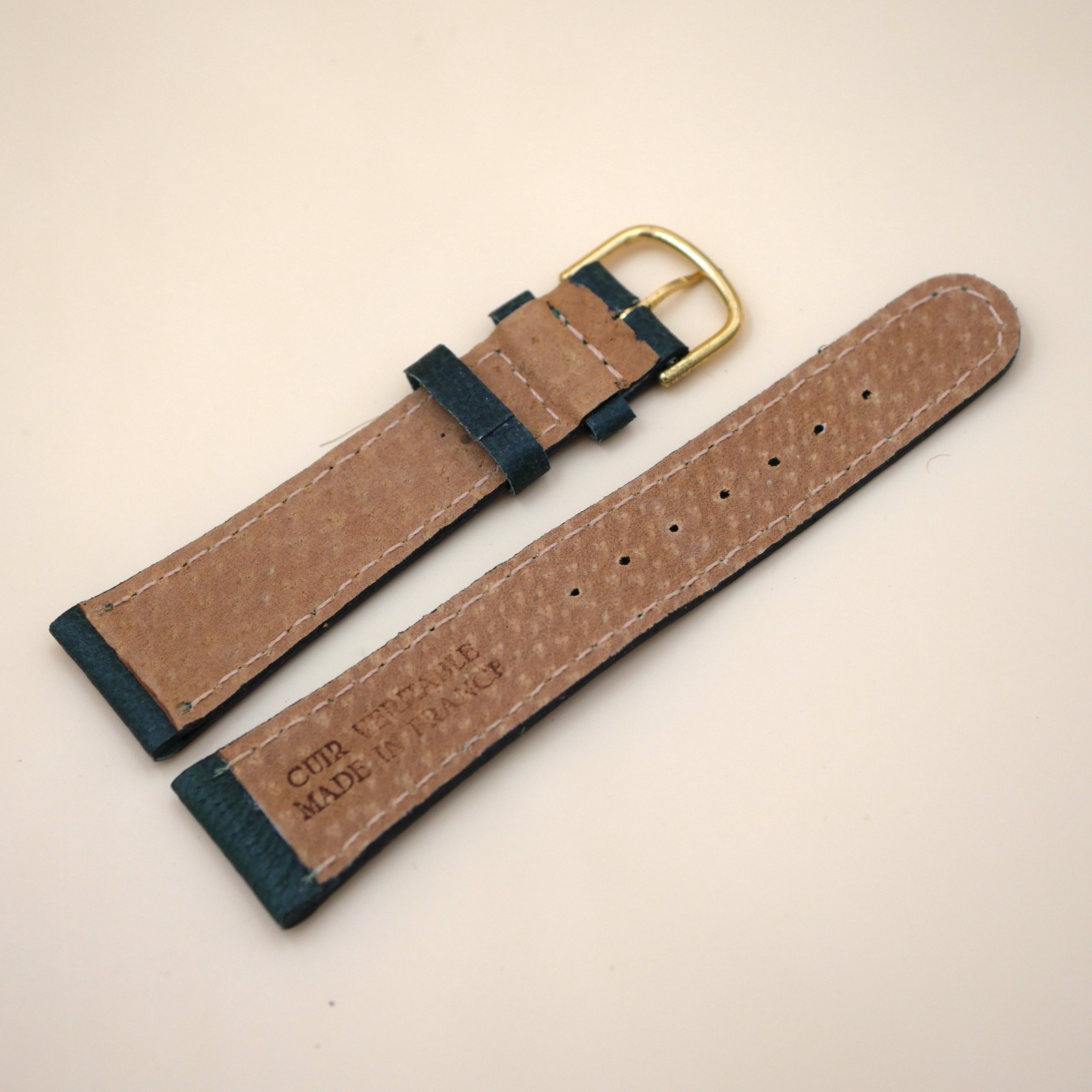 Bracelet en Veau Véritable 20 mm Vert - Fabriqué en France - Taille XS – Image 2