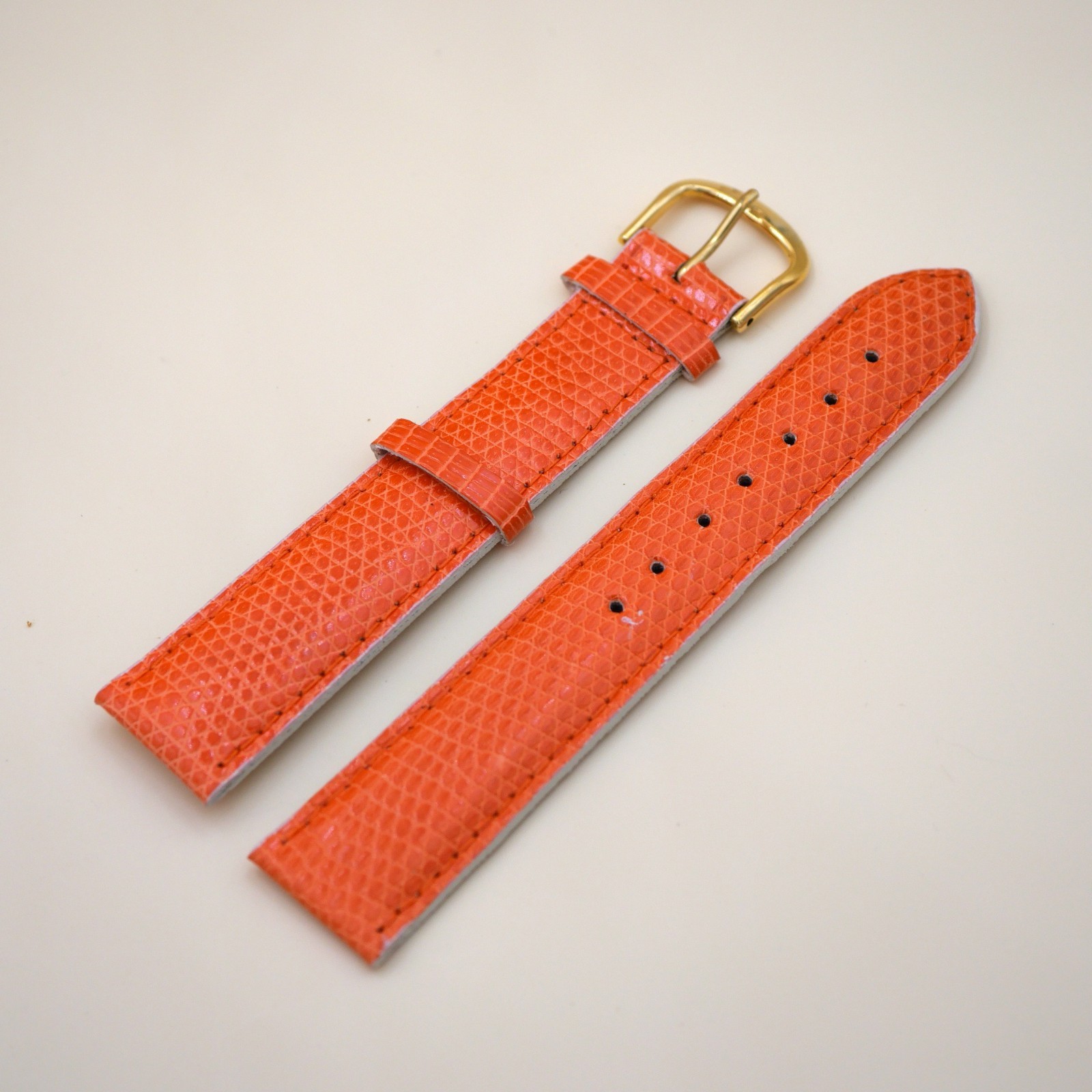 Bracelet en Lézard Véritable 20 mm Orange - Fabriqué en France - Taille XL