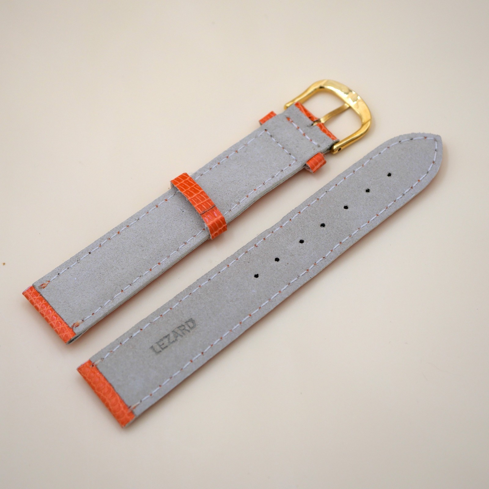 Bracelet en Lézard Véritable 20 mm Orange - Fabriqué en France - Taille XL – Image 2