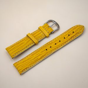 Bracelet en cuir Véritable Étanche 20 mm Jaune - Fabriqué en France - XS