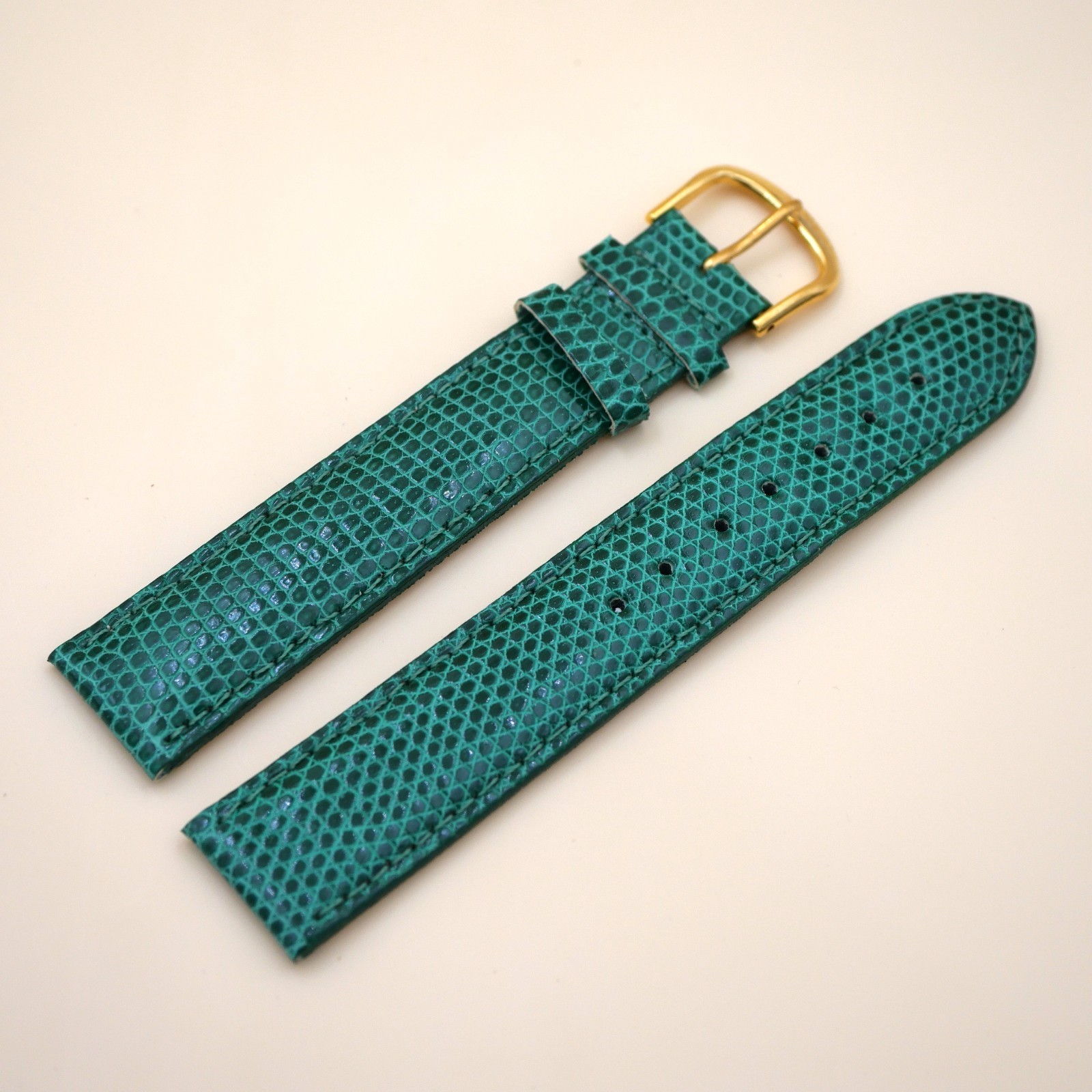 Bracelet en Lézard Véritable 20 mm Vert - Fabriqué en France - Taille XL (4567)