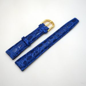 Bracelet en Veau Véritable 18 mm Bleu croco - Fabriqué en France - XS