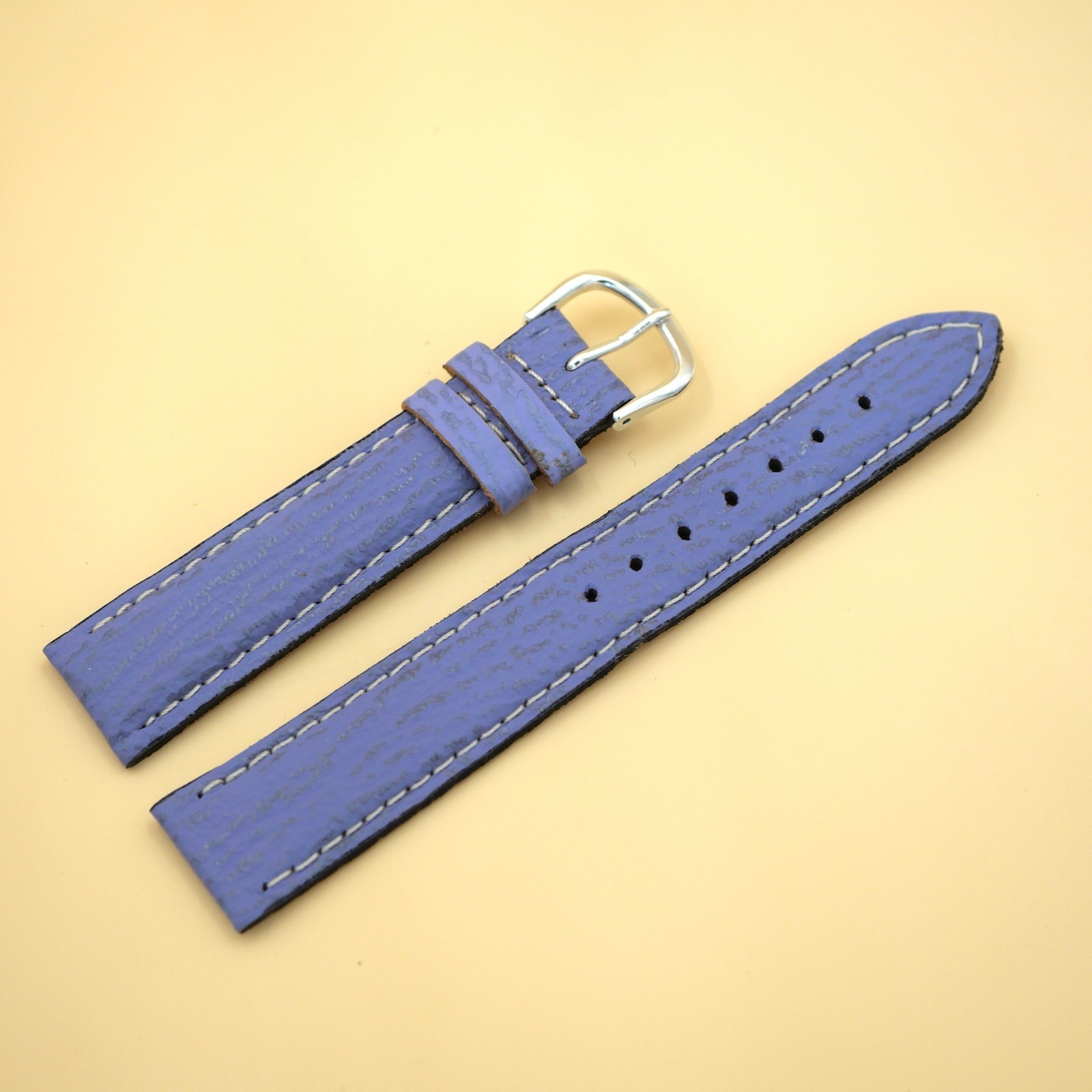 Bracelet en cuir Véritable 18 mm Étanche Violet - Fabriqué en France - XS