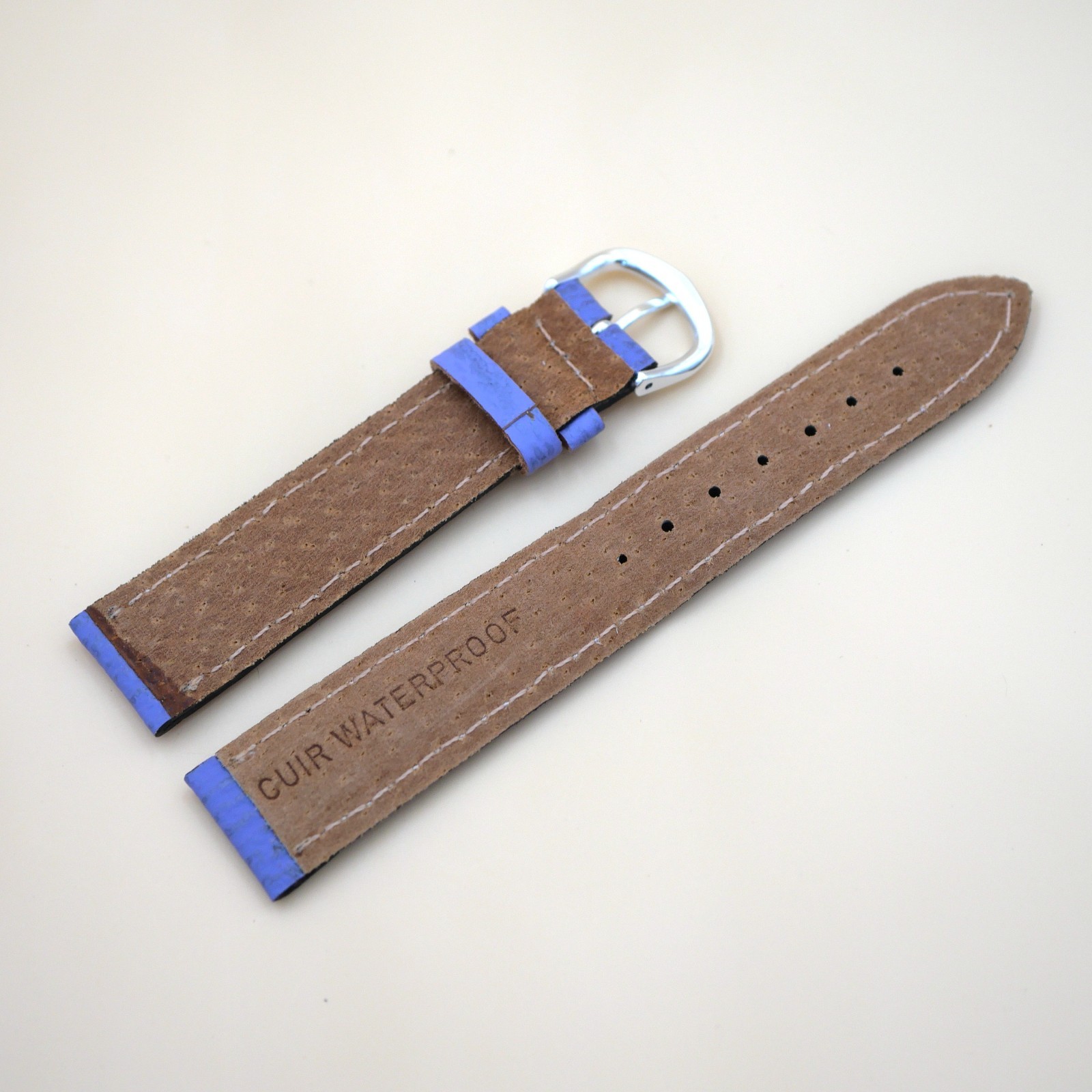 Bracelet en cuir Véritable 18 mm Étanche Violet - Fabriqué en France - XS – Image 2