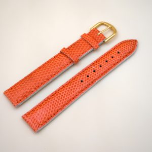 Bracelet en Lézard Véritable 18 mm Orange - Fabriqué en France - Taille XL