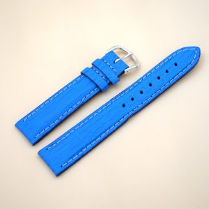 Bracelet en cuir Véritable 18 mm Étanche bleu - Fabriqué en France - XS (4093)