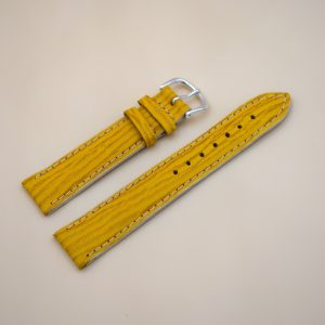 Bracelet en cuir Véritable Étanche 18 mm Jaune - Fabriqué en France - XS