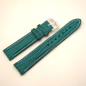 Bracelet en cuir Véritable 18 mm Étanche vert - Fabriqué en France - XS (4095)