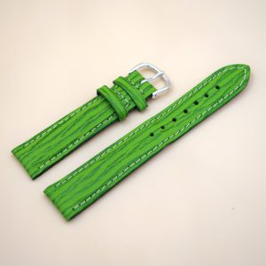 Bracelet en cuir Véritable 18 mm Étanche vert - Fabriqué en France - XS (4098)