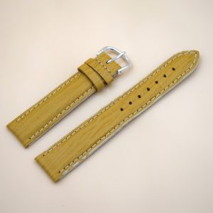 Bracelet en cuir Véritable Étanche 18 mm Jaune - Fabriqué en France - XS (4102)
