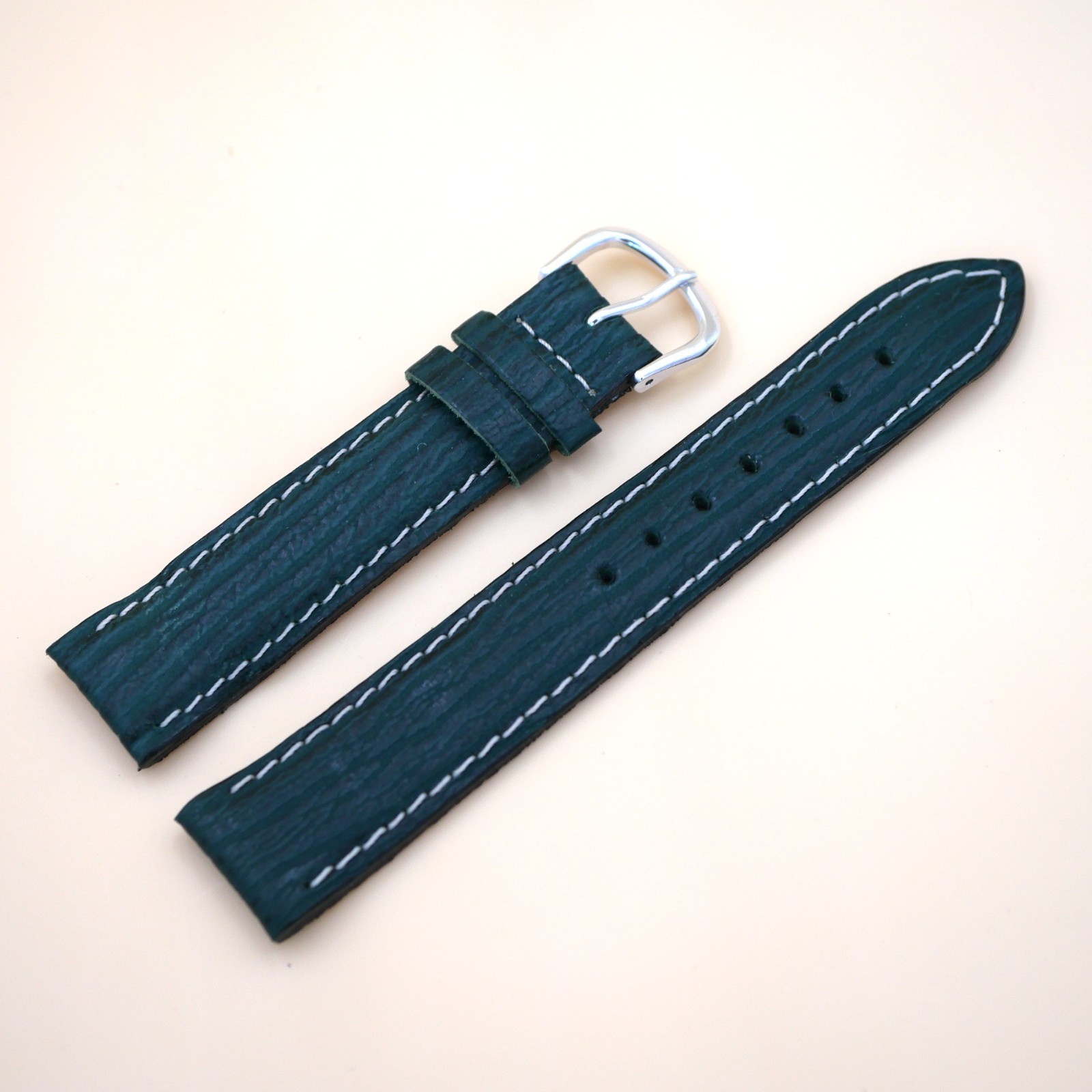 Bracelet en cuir Véritable 18 mm Étanche Vert - Fabriqué en France - XS