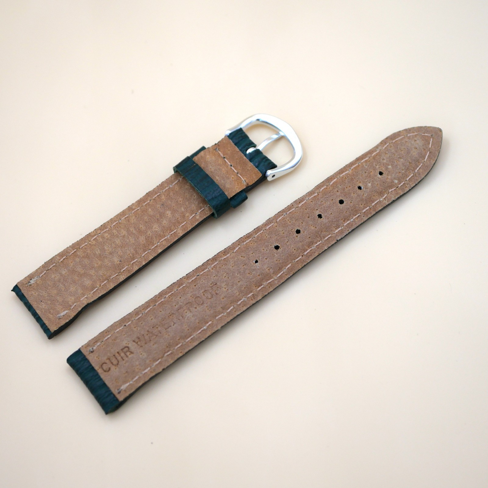Bracelet en cuir Véritable 18 mm Étanche Vert - Fabriqué en France - XS – Image 2