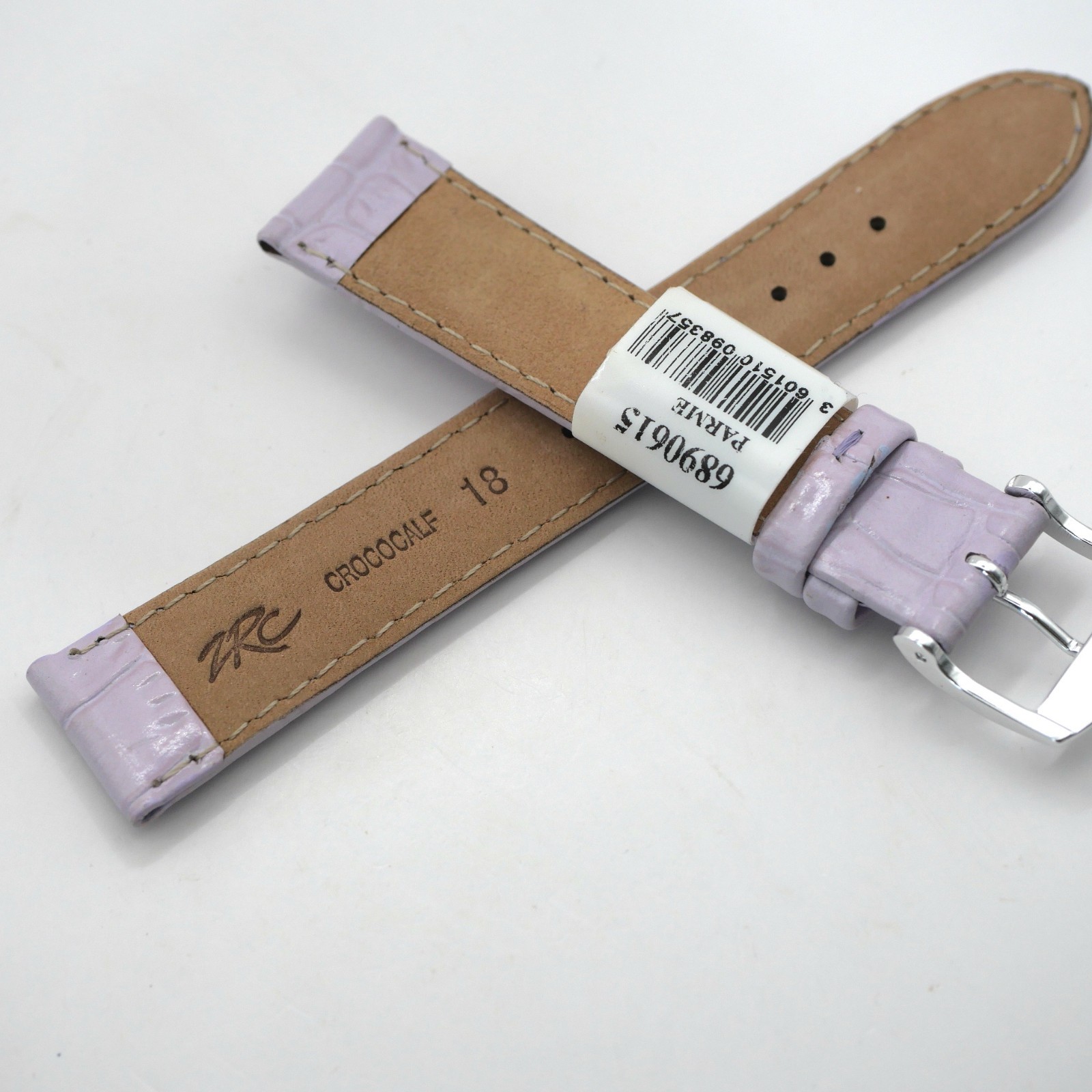Bracelet de montre en cuir véritable grain croco - 18 mm Parme - Rochet – Image 3