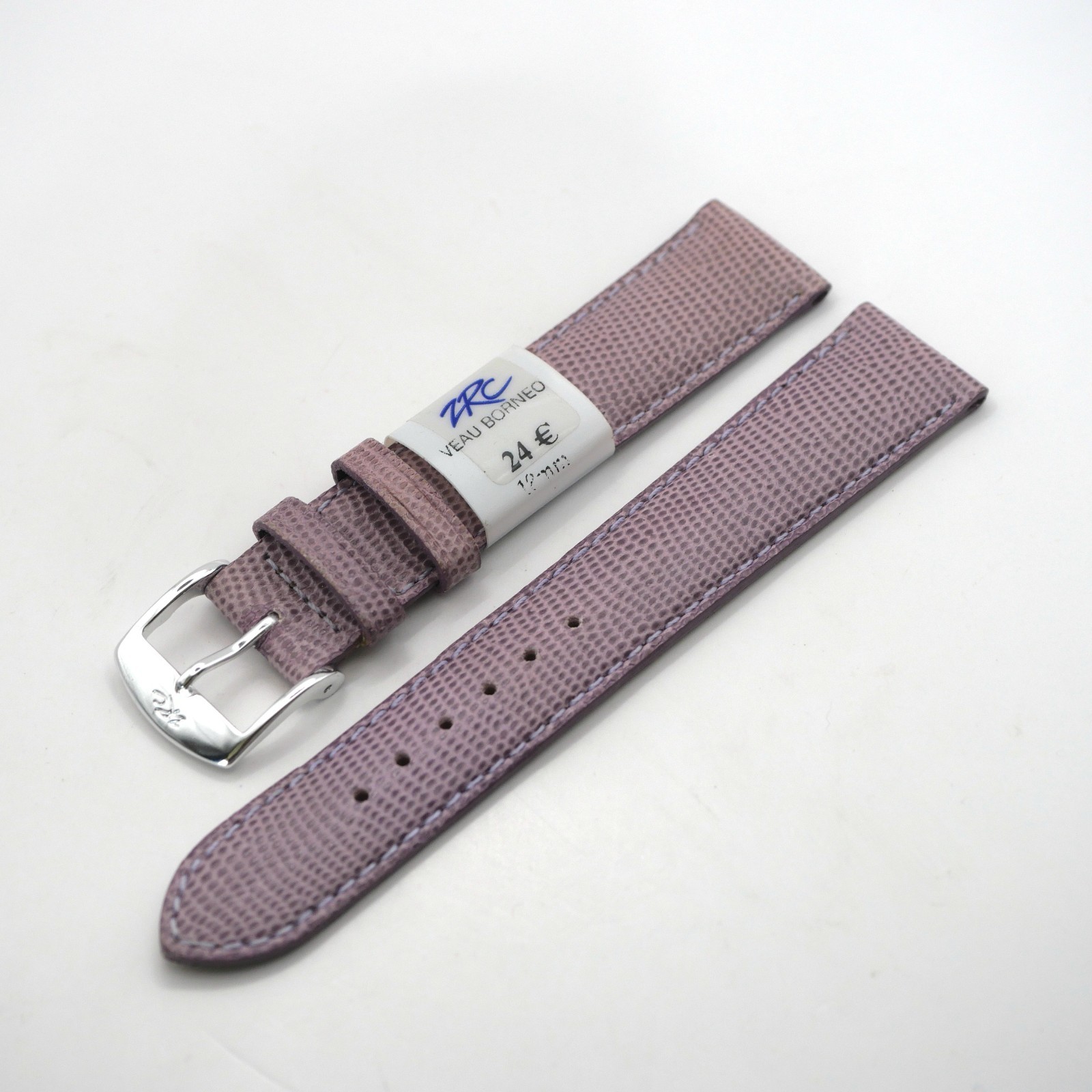 Bracelet de montre en cuir véritable Veau borneo - 18 mm Parme - Rochet – Image 2