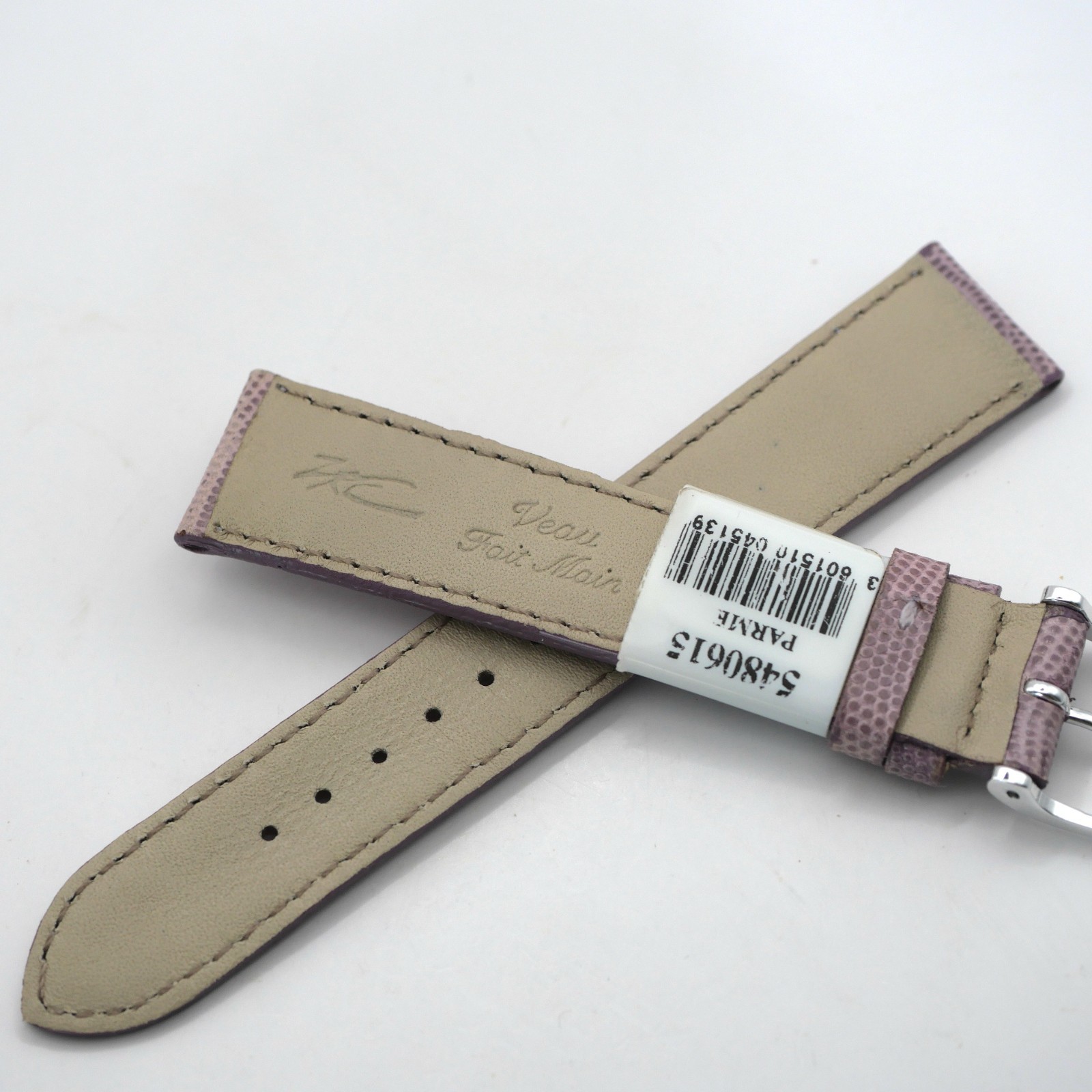 Bracelet de montre en cuir véritable Veau borneo - 18 mm Parme - Rochet – Image 3