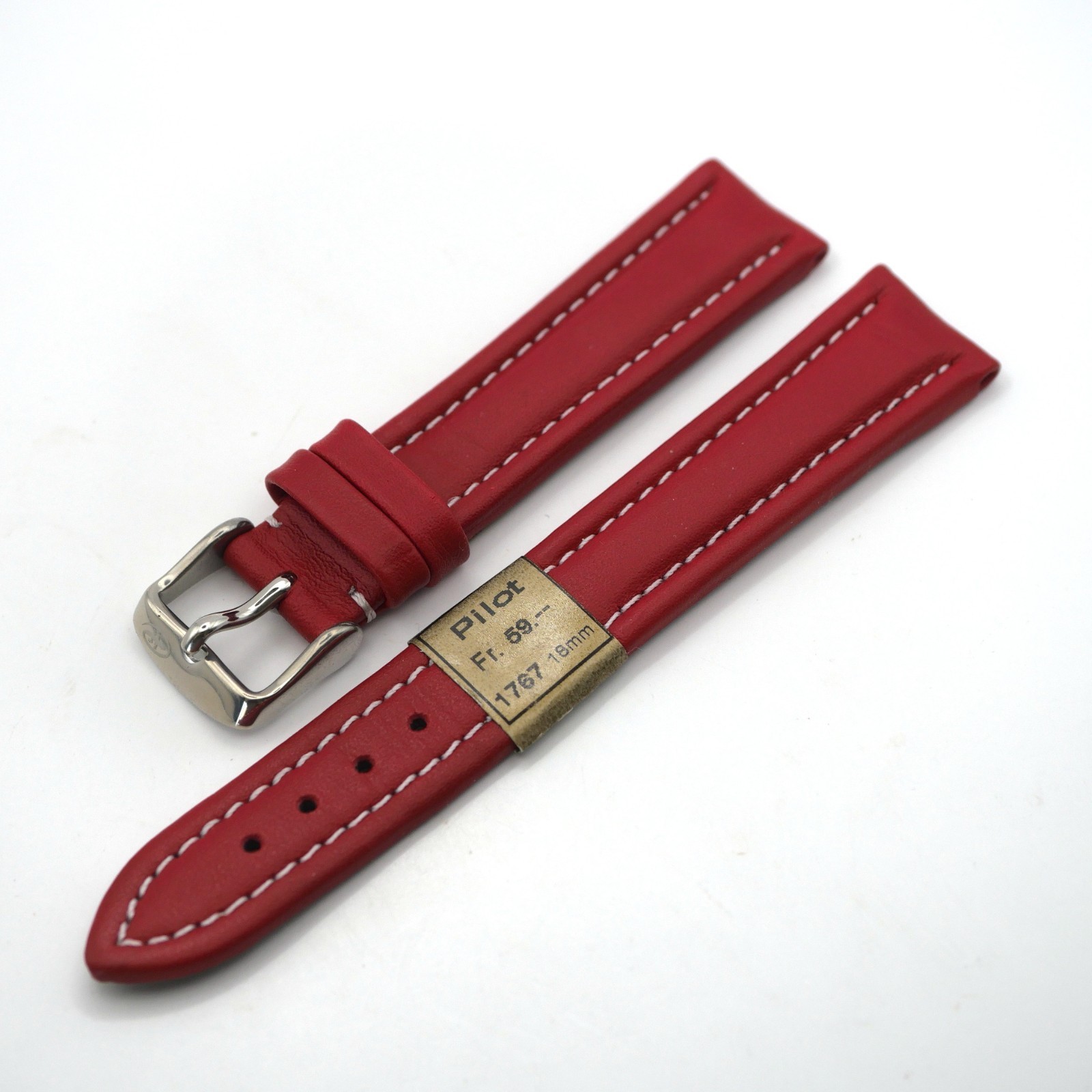 Bracelet de montre en cuir véritable Pilot - 18 mm Rouge - Colly – Image 2