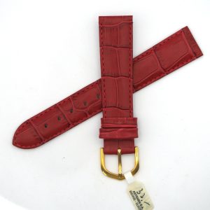 Bracelet de montre en cuir véritable façon croco - 18 mm Rouge - Antenen