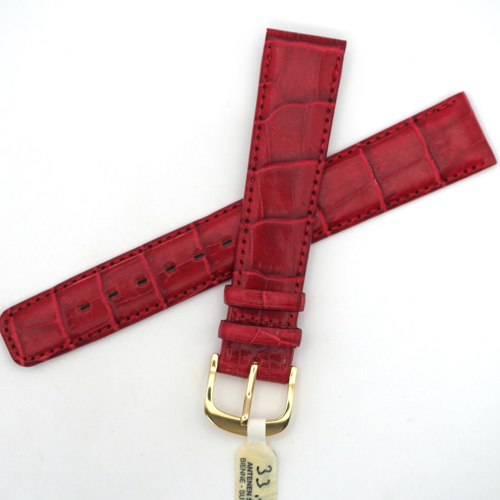 Bracelet de montre en cuir véritable façon croco - 18 mm Rouge - Antenen (2128)