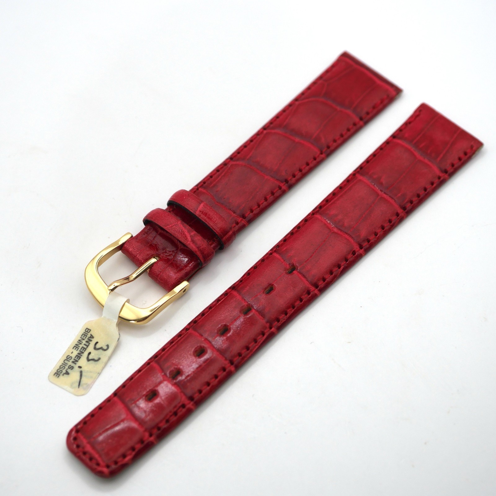 Bracelet de montre en cuir véritable façon croco - 18 mm Rouge - Antenen (2128) – Image 2