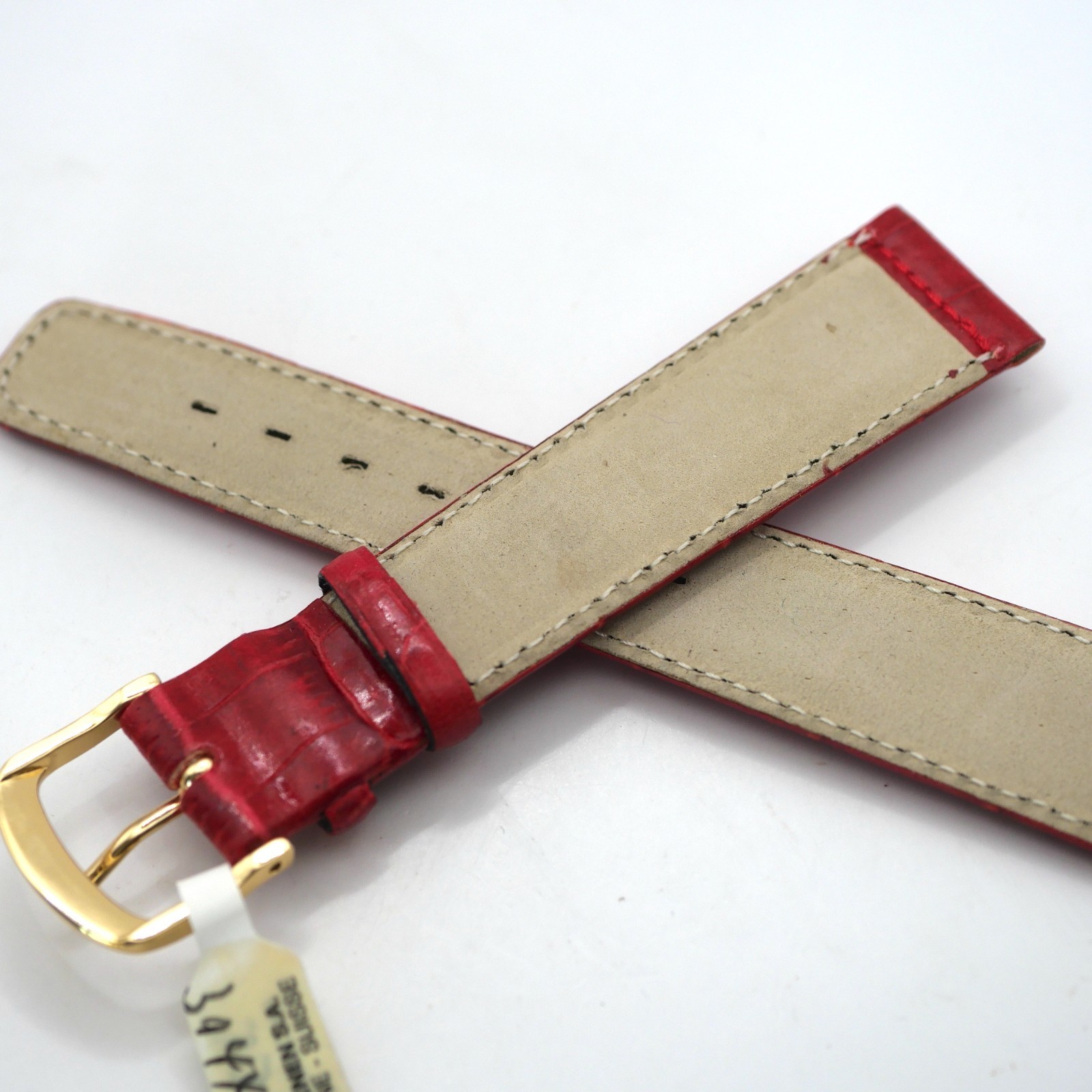 Bracelet de montre en cuir véritable façon croco - 18 mm Rouge - Antenen (2128) – Image 3